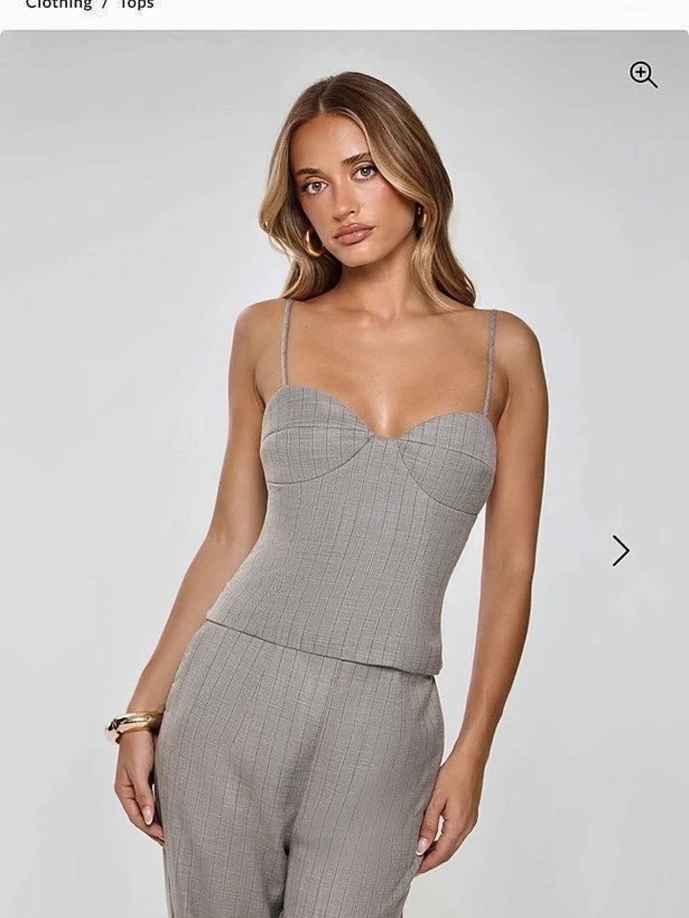Hello Molly Classic Power Tailored Top Grey Pinstripe Cami